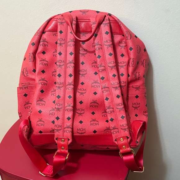 MCM Coral Backpack with Gold Studs - Picture 8 of 14